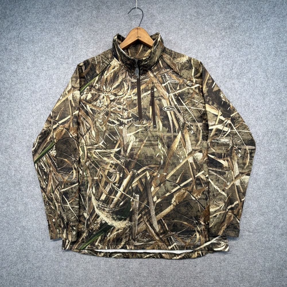 Drake Waterfowl System 1/4 Zip Mens Pullover XL Camo REALTREE RipStop
